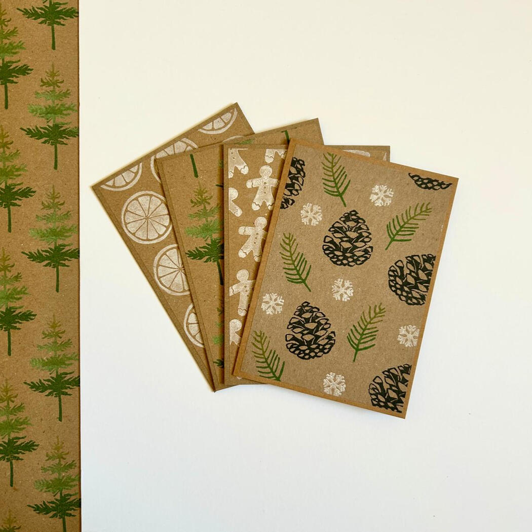 Handprinted Christmas cards Handprinted Christmas cards