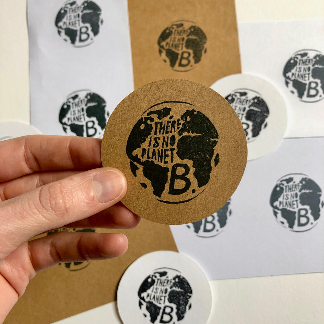 ‘There is no planet B’ hand carved stamp ‘There is no planet B’ hand carved stamp