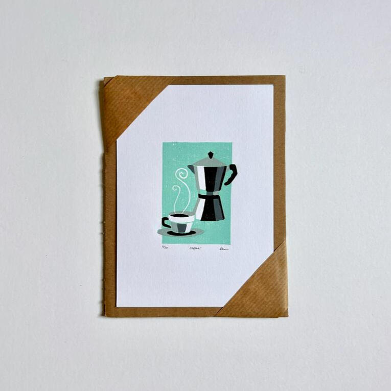 Moka pot lino print Moka pot lino print